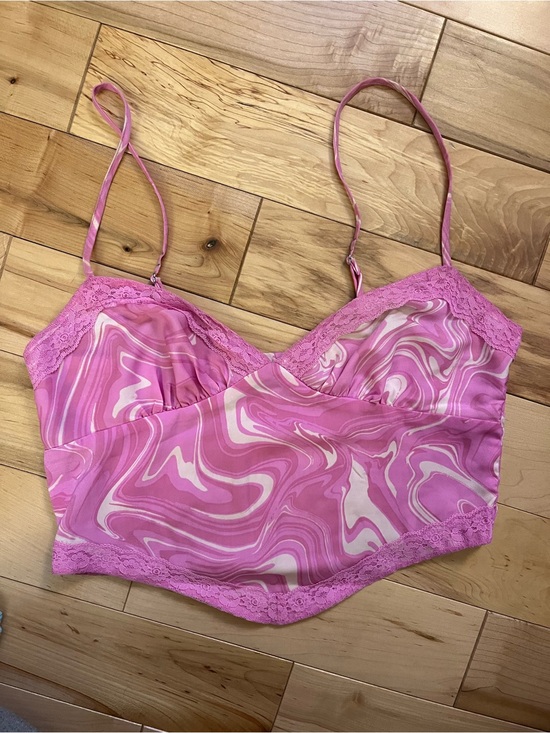 Target Tops - Target Pink Marble Lace-Trim Cami